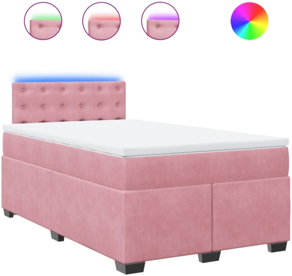 vidaXL Boxspringbett mit Matratze Rosa 120x200 cm Samt 3288599