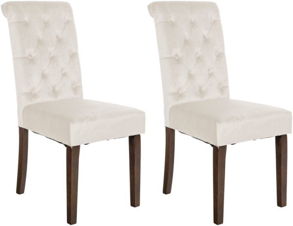 CLP 2er Set Esszimmerstühle Lisburn Mit Lehne im Chesterfield Design,creme Samt