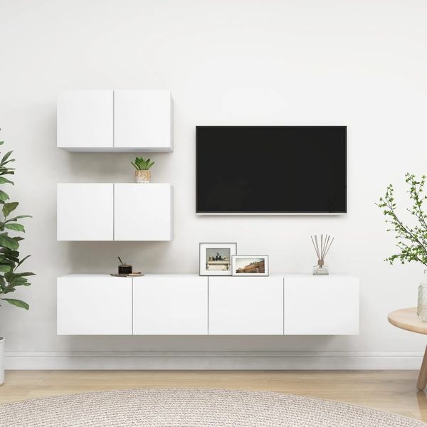 vidaXL 4-tlg. TV-Schrank-Set Weiß Spanplatte [3078710]