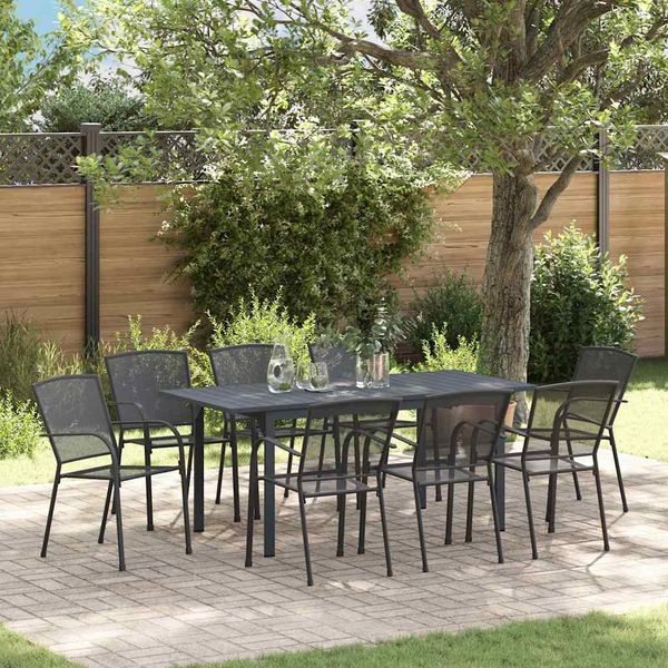 vidaXL Garten Essgruppe 9 pcs Anthrazit Pulverbeschichteter Stahl 3378813