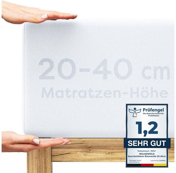 Wolkenfeld Spannbettlaken Boxspringbett Bettlaken - Spannbetttuch für Matratzen bis 40cm, Jersey, Gummizug: rundum, (1 Stück), Elastisch & Rutschfest: 90x200, 140x200, 160x200, 180x200 & Übergrößen