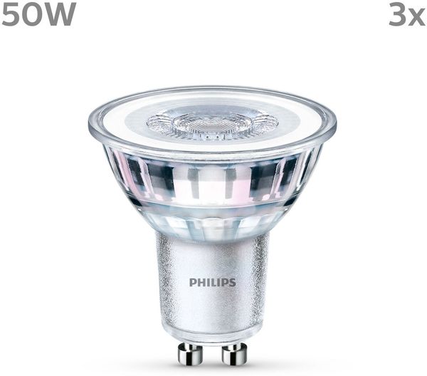 Philips LED classic Lampe 50W GU10 Warmweiß 355lm Silber 3er P