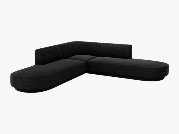 Micadoni 5-Sitzer Symmetrisches Ecksofa Miley Chenille Haga Schwarz