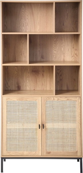 Casâme 'JAYA' Bücherregal mit Stauraum 2 Türen in Holzoptik - L80 x H175 cm - Helles Holz