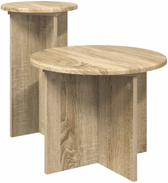 vidaXL Beistelltisch-Set mit Speicher 2 pcs Sonoma-Eiche Holzwerkstoff 8001030