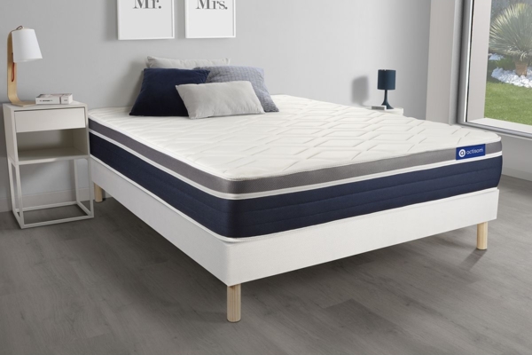 Actilatex confort Matratze 135x190 cm + Bettgestell mit Lattenrost, Härtegrad 3, Latex und Memory-Schaum, Höhe : 26 cm