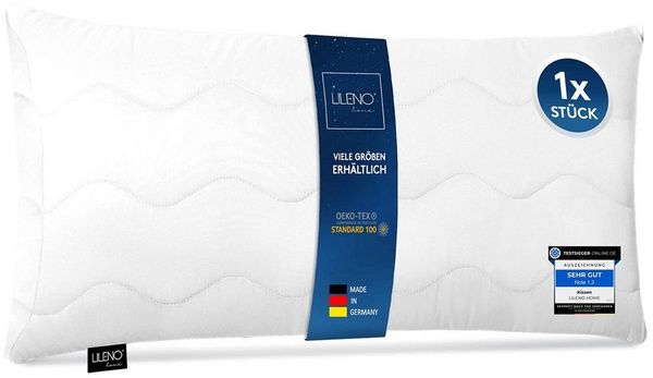 LILENO HOME Kopfkissen - gestepptes Kissen in verschiedenen Größen - Made in Germany, Füllung: 100% Polyester, Rückenschläfer, Seitenschläfer, Bauchschläfer, Spar-Set, 1er Set, Kopfkissen 40x80 cm HART mit 650g Füllung, allergikergeeignet