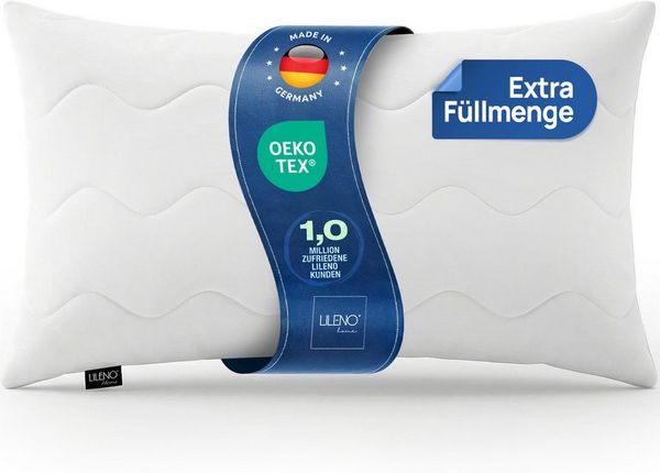 LILENO HOME Kopfkissen - gestepptes Kissen in verschiedenen Größen - Made in Germany, Füllung: 100% Polyester, Rückenschläfer, Seitenschläfer, Bauchschläfer, Spar-Set, 1er Set, Kopfkissen 40x80 cm HART mit 650g Füllung, allergikergeeignet