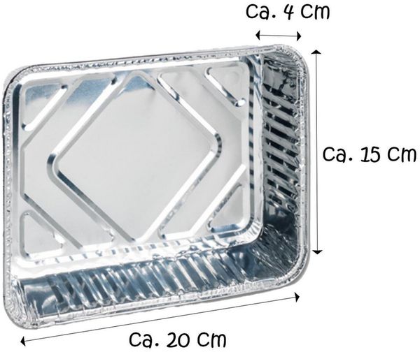 QuickPack Auflaufform Auflaufform Aluminium 3er Set eckig 200x150x40mm Silber, Aluminium, (3-St), Alu Schale Grillschale Auflaufform Grillform Gratinform