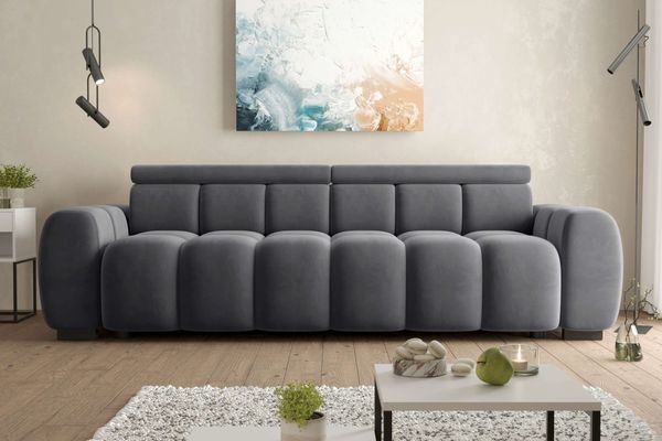 99rooms Alessio Bigsofa Velours TIFFANY Anthrazit mit Sitztiefenverstellung