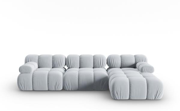 Micadoni Modulares Ecksofa Bellis 4-Sitzer Rechts Samtstoff Riviera Hellblau