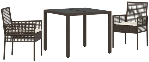 vidaXL Garten Essgruppe 3 pcs Braun Poly-Rattan 3334863