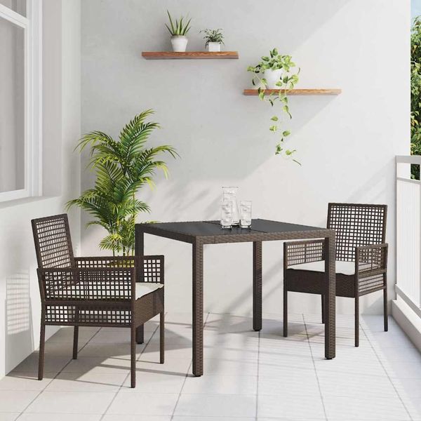 vidaXL Garten Essgruppe 3 pcs Braun Poly-Rattan 3334863