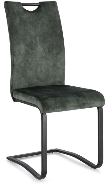 Esszimmerstuhl Kenneth 4er-Set aus Samt, modernes Design, Dunkelgrün, gepolstert, Metallgestell