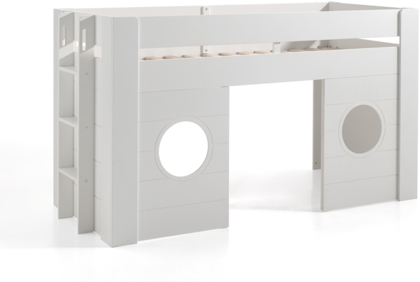 Spielbett >Freya< inkl. Rollrost, mit Lieter, Weiß, Holzwerkstoff - 215x120x96cm (BxHxT)