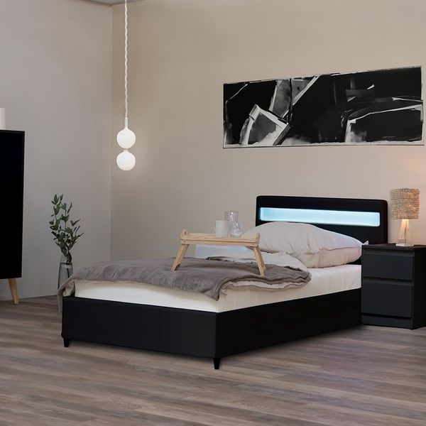 HOME DELUXE Bett NUBE mit Schubladen - 90x200 cm - wahlweise inkl. Matratze, LED Beleuchtung & 2 Schubladen, Jungendbett mit Stauraum