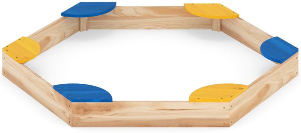 Sechseckiger Sandkasten aus Holz offener Sandkisten mit Pflanzkasten-Kombination 140 x 122 x 14 cm