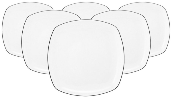 Seltmann Weiden Lido Black Line Frühstücksteller eckig ø 20 cm 6er Set