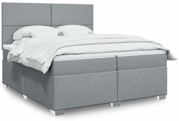 vidaXL Boxspringbett mit Matratze Hellgrau 200x200 cm Stoff 3290588