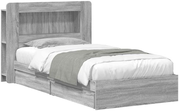 vidaXL Bettgestell mit Stauraum Grau Sonoma 90x190 cm Holzwerkstoff 3433626