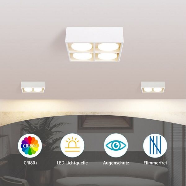 Nettlife LED Aufbaustrahler Weiß Aufbau Aufputz Deckenspots 1/2/3/4 Flammig Deckenleuchte, Schwenkbar 120°, LED wechselbar, Warmweiß, für Küche Wohnzimmer Esszimmer Schlafzimmer Flur