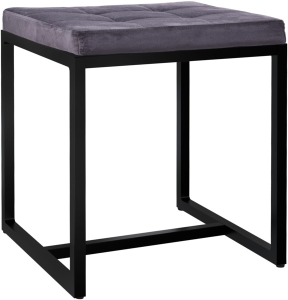 CLP Sitzhocker Barci mit Polsterung und schwarzem Eisengestell,dunkelgrau Samt Bild 1