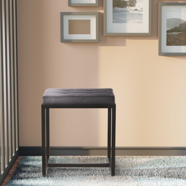 CLP Sitzhocker Barci mit Polsterung und schwarzem Eisengestell,dunkelgrau Samt Bild 3