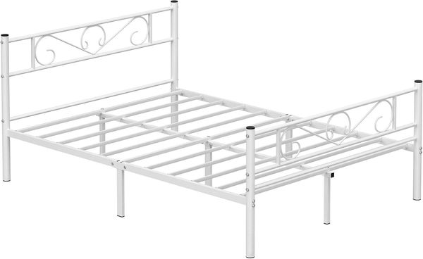 VASAGLE Doppelbettgestell, Bettrahmen, Bettgestell aus Metall, passend für 140 x 190 cm Matratze, Gästebett, für Erwachsene, Kinder, einfache Montage, für kleine Räume, Weiß von SONGMICS RMB063W01 Bild 2