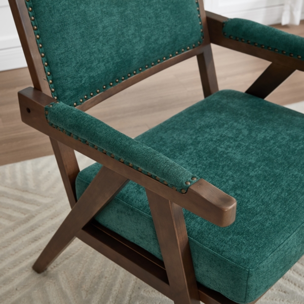 LVHOM Loungesessel mit Armlehne, Polstersessel aus Linen, Massivholzgestell, für Wohnzimmer, Büro, Schlafzimmer, Grün Bild 9