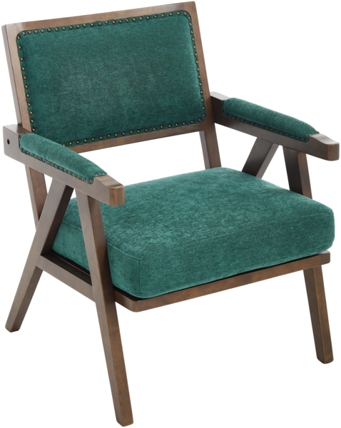 LVHOM Loungesessel mit Armlehne, Polstersessel aus Linen, Massivholzgestell, für Wohnzimmer, Büro, Schlafzimmer, Grün Bild 1