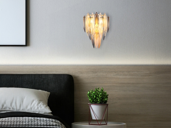 Ausgefallene LED Wandleuchte mit 3-farbigem K9 Kristall, Höhe 34cm Bild 4