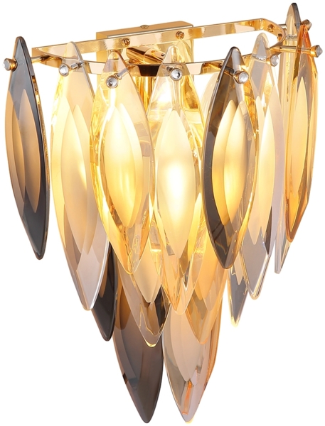 Ausgefallene LED Wandleuchte mit 3-farbigem K9 Kristall, Höhe 34cm Bild 2