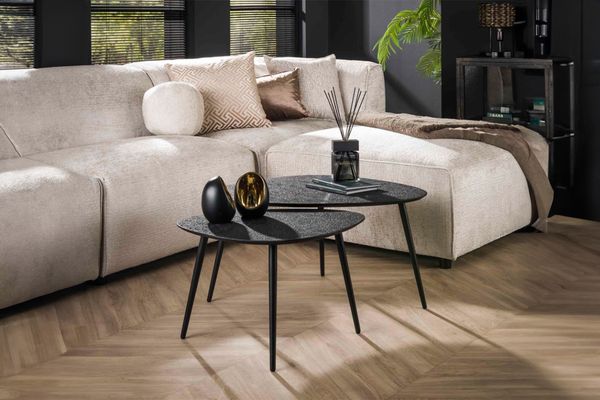 KAWOLA Couchtisch LAUCA Set 2-tlg. Metall schwarz dreieckig 41 x 59 x 80 cm