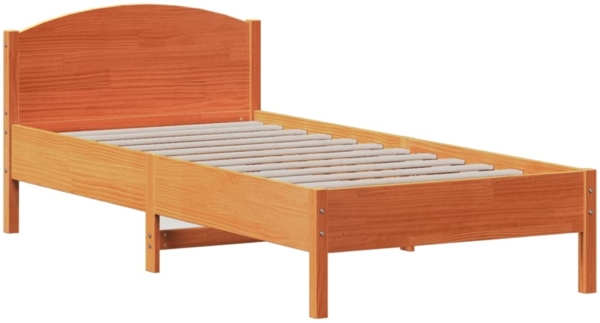 vidaXL Massivholzbett mit Regal ohne Matratze Wachsbraun 75x190 cm 3323091 Bild 7