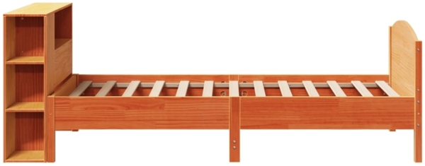 vidaXL Massivholzbett mit Regal ohne Matratze Wachsbraun 75x190 cm 3323091 Bild 4