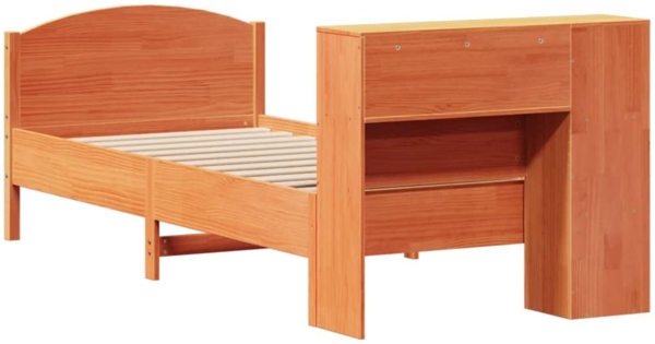 vidaXL Massivholzbett mit Regal ohne Matratze Wachsbraun 75x190 cm 3323091 Bild 5