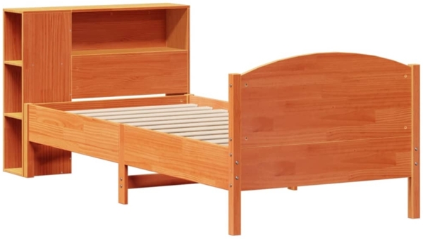 vidaXL Massivholzbett mit Regal ohne Matratze Wachsbraun 75x190 cm 3323091 Bild 2