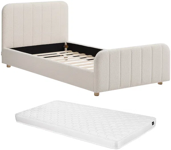 Vente-unique - ROGADI Bett Stoff Weiß - B 201 cm x H 80 cm x L 97 cm Bild 7