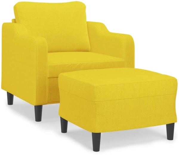 vidaXL Sessel mit Hocker Hellgelb 60 cm Stoff 3201132