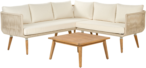 Beliani 'ALCAMO' Ecksofa Lounge Set, Akazienholz Beige