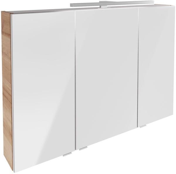 Fackelmann B.BRILLANT LED-Spiegelschrank, 100 cm breit, Braun hell