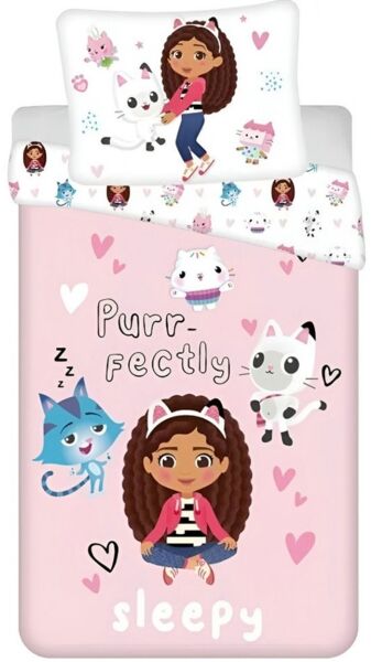 AY!Max Bettwäsche Gabbys Dollhouse Kinder Bettwäsche 2tlg. Set, Polycotton, 2 teilig, Bettdeckenbezug 135-140x200cm Kissenbezug 65x65 cm