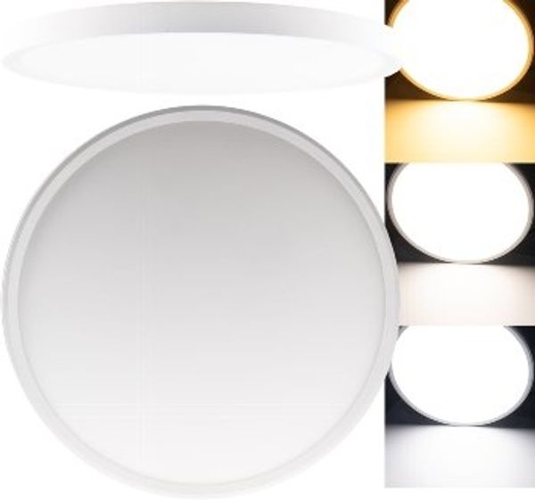 ChiliTec LED Deckenleuchte 40cm 32W CCT 3 Lichtfarben einstellbar 230V Flach 25mm Innenbeleuchtung Gehäuse Weiß [Energieklasse F]