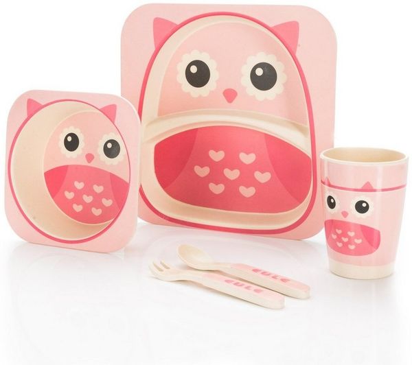 all Kids United Kindergeschirr-Set ALL KIDS UNITED 5-tlg. Kindergeschirr-Set mit Tier-Motiv (5-tlg), BPA-freier Kunststoff, Teller, Schüssel, Besteck, Becher