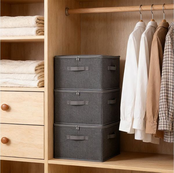 Sekey Aufbewahrungsbox Aufbewahrungsbox mit Deckel aus Vliesstoff Faltbare Stoffboxen, Faltbox Organizer für Kleidung Aufbewahrungsboxen für Schrank Regal