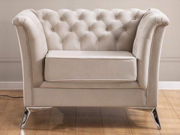 S-Style Möbel Chesterfield-Sessel Whitby aus Samt mit goldenen, silbernen oder schwarzen Füßen, mit Wellenfederung