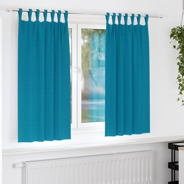 vidaXL Verdunkelungs-Vorhänge mit Ringen 2 pcs Türkis 175 x 140 cm 4107639