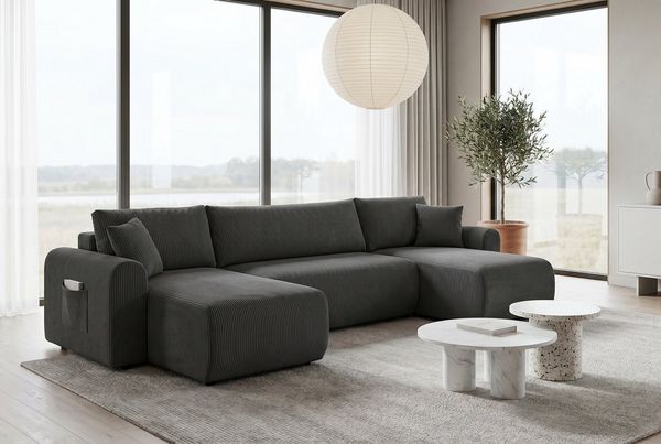 OTTO home Wohnlandschaft JONAA, U-Form, 311 cm - OTTO. Verlässliche Qualität, Schlaffunktion 133/270cm, Bettkasten, Cord, Struktur, Unser Tiefpreis