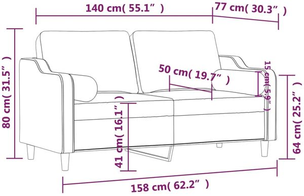vidaXL 2-Sitzer-Sofa mit Zierkissen Braun 140 cm Stoff 3200848 Bild 8