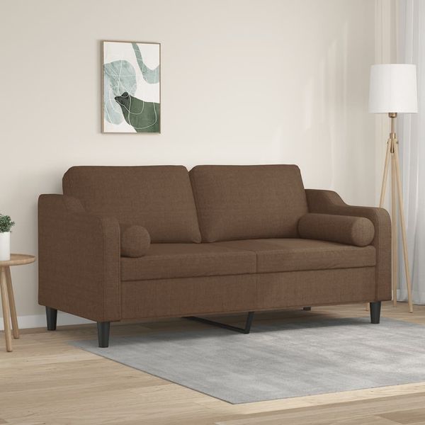 vidaXL 2-Sitzer-Sofa mit Zierkissen Braun 140 cm Stoff 3200848